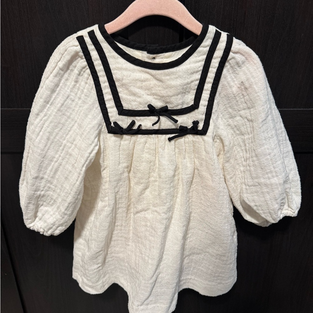 Zara toddler cream dress with Black Trim